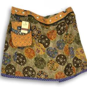 NWT Lillies Zand Amsterdam Reversible Wrap Skirt with Pouch, Boho Geometric